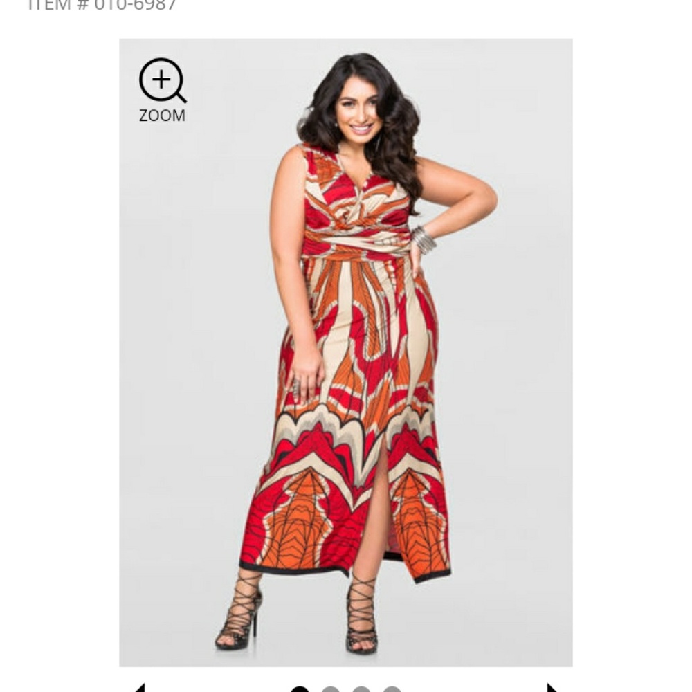 Side slit deep V maxi dress